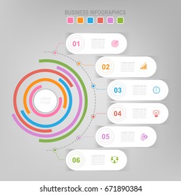 Infographic template of colorful circle, pie chart diagram, work sheet element, flat design of business icon, vector