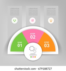Infographic template of colorful circle, pie chart diagram, work sheet element, flat design of business icon, vector