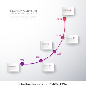 Infographic template with colorful icons line up beside timeline.