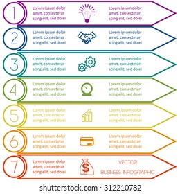 Infographic template from Colorful lines with text areas on seven positions
