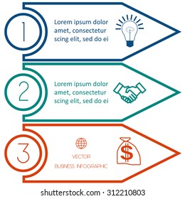 Infographic template from Colorful lines with text areas on three positions