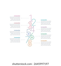 Infographic template with colorful numbers. Eight options numeric information template. Infographic template for business, education, industry, technology world. Information template for annual report