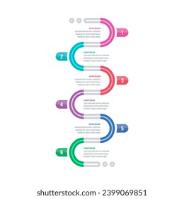 infographic template with colorful pipes. business, internet, book, annual report, magazine, education infographic template. six options infographic template