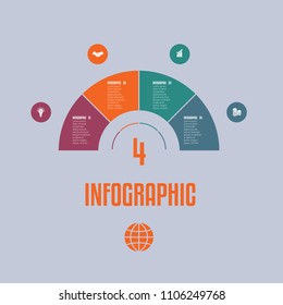Infographic Template from colourful Parts Semicircle with text areas on four positions.