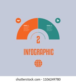  Infographic Template from colourful Parts Semicircle with text areas on two positions.