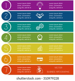 Infographic template from Colourful strips with text areas on seven positions
