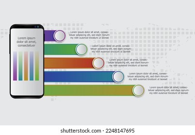 Infographic template of column graph topic with mobile tablet phone , presentation infographic vector