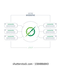 Infographic Template With Compass Symbol. Informative Template With Six Options. Business Infographic