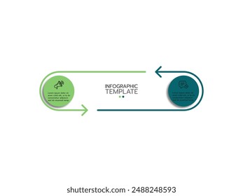 Plantilla infográfica, elemento de Vector de Plantilla infográfica de 2 pasos con íconos.