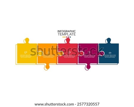 Infographic template. Concept 5 pieces of puzzle with icons.