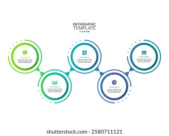 Infographic template. The concept of a 5-step process for strategic growth. Vector infographic label design with circles and marketing icons.