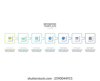 Infographic template. Concept with 7 options or steps and marketing icons. Vector illustration.