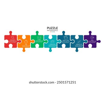 Infographic template. Concept 7 steps or options with marketing icons.