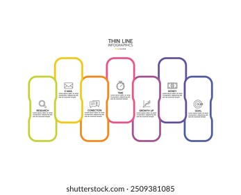 Infographic template. Concept 7 steps or options with marketing icons.