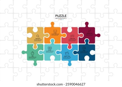 Infographic template. Concept 8 pieces of puzzle with icons.