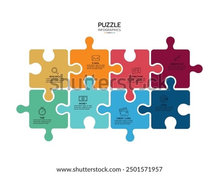Infographic template. Concept 8 pieces of puzzle with icons.