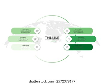 Infographic template. Concept of circular scheme with 6 round cyclic business process or 6 stages. 