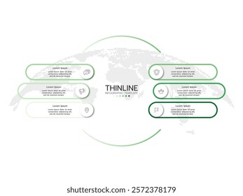 Infographic template. Concept of circular scheme with 6 round cyclic business process or 6 stages. 