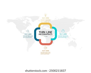 Infographic template. concept design circle 4 steps or elements with business icons and information colored template.