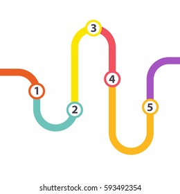 Infographic template. Concept Five steps winding color road. Vector EPS 10