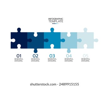 Infographic template. concept jigsaw timeline template for infographic for presentation for 5 element.