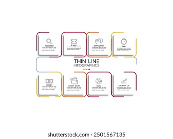 Infographic template. Concept marketing icons with 8 options.