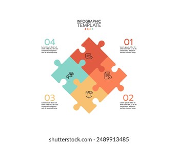 Infographic template. concept puzzle jigsaw with 4 options or steps.
