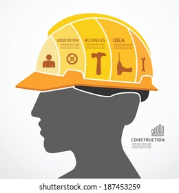 infographic Template with construction concept jigsaw banner . vector illustration