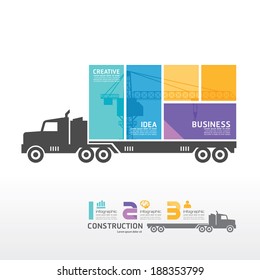 infographic Template with Container truck banner . concept vector illustration