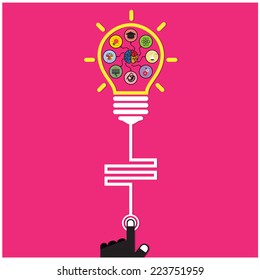 Infographic template creative light bulb and brain education and science concept,Flat design for poster flyer cover brochure,Business idea. Vector illustration