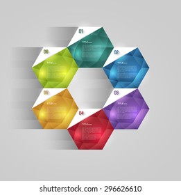 infographic template with crystals, option steps