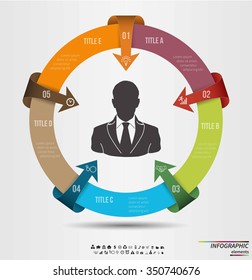 Infographic Template. Data Visualization. Can be used for workflow layout, number of options, steps, diagram, graph, presentation, round chart and web design. Vector illustration.