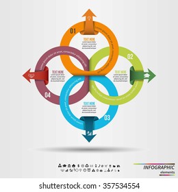 Infographic Template. Data Visualization. Can be used for workflow layout, number of options, steps, diagram, graph, presentation, round chart and web design. Vector illustration.