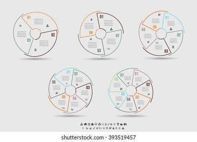 Infographic Template. Data Visualization. Can be used for workflow layout, number of options, steps, diagram, graph, presentation, round chart and web design. Vector illustration.