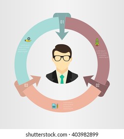 Infographic Template. Data Visualization. Can be used for workflow layout, number of options, steps, diagram, graph, presentation, round chart and web design. Vector illustration.