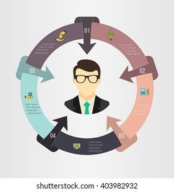Infographic Template. Data Visualization. Can be used for workflow layout, number of options, steps, diagram, graph, presentation, round chart and web design. Vector illustration.