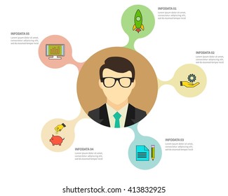 Infographic Template. Data Visualization. Can be used for workflow layout, number of options, steps, diagram, graph, presentation, round chart and web design. Vector illustration.