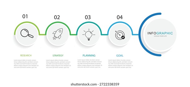 Diseño de Plantilla infográfica. 4 Paso de la línea de tiempo de viaje. Diagrama de proceso, 4 opciones sobre fondo blanco, Ilustración vectorial moderna.