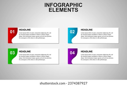 Infografik-Template-Design mit 4 Schritten. Infografik-Design für Präsentationen, Banner, Infografiken und Poster
