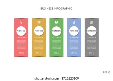 Diseño de plantilla de infografía con 5 opciones, elemento infográfico.