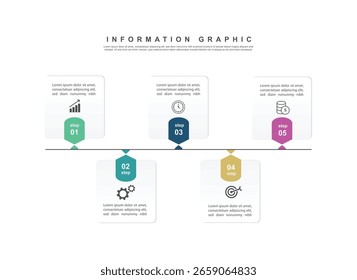 design de modelo infográfico com 5 etapas ou opção para negócios