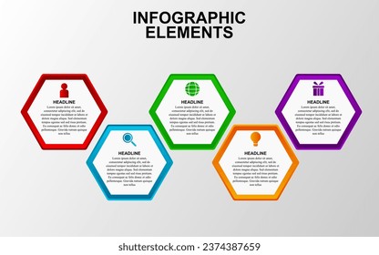 infographic template design with 5 steps. infographic design for presentations, banners, infographs and posters