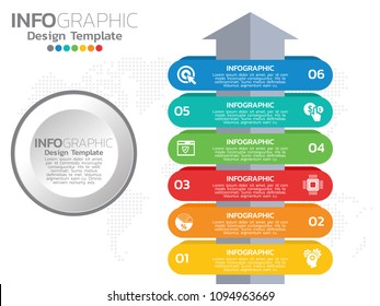Infographic template design with 6 color options.