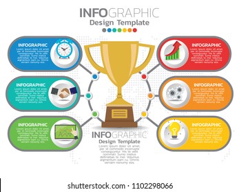 Infographic template design with 6 color options.