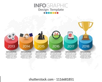 Infographic template design with 6 color options.