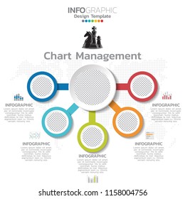 Infographic template design with 6 color options.