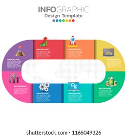 Infographic template design with 6 color options.