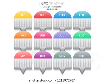 Infographic template design with 6 color options.