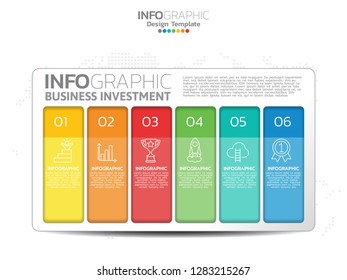 Infographic template design with 6 color options.