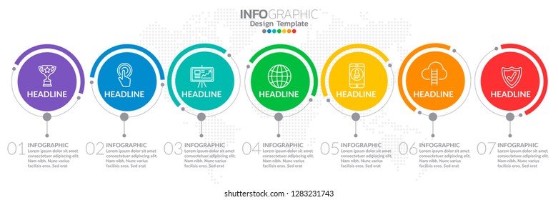 Infographic template design with 6 color options.